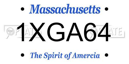 1XGA64 Massachusetts License Plate