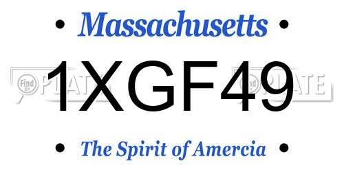 1XGF49 Massachusetts License Plate