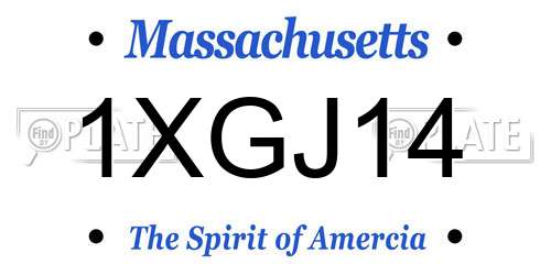 1XGJ14 Massachusetts License Plate