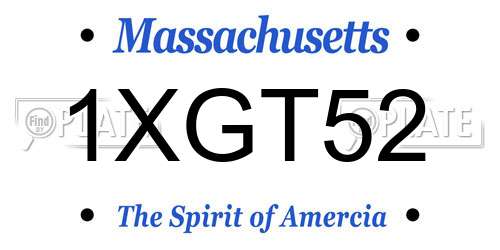 1XGT52 Massachusetts License Plate