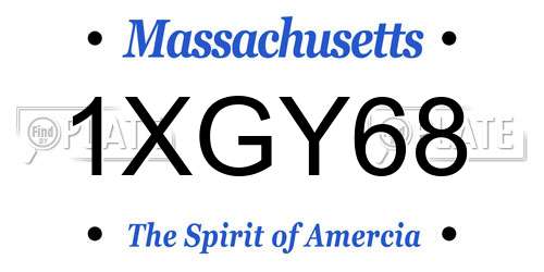 1XGY68 Massachusetts License Plate