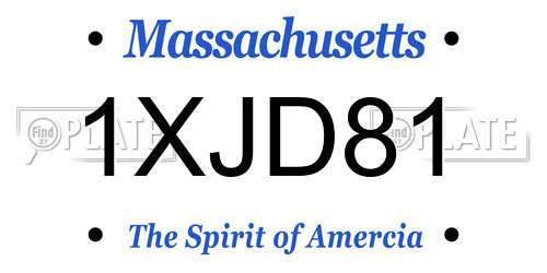 1XJD81 Massachusetts License Plate