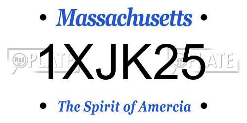 1XJK25 Massachusetts License Plate