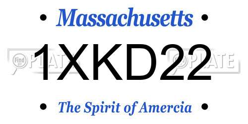 1XKD22 Massachusetts License Plate