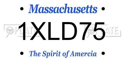 1XLD75 Massachusetts License Plate