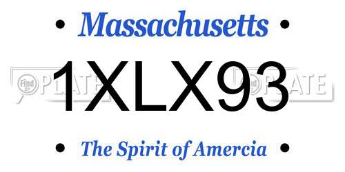 1XLX93 Massachusetts License Plate