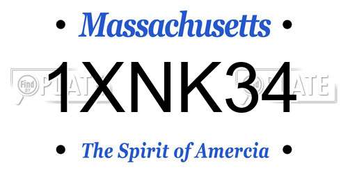 1XNK34 Massachusetts License Plate