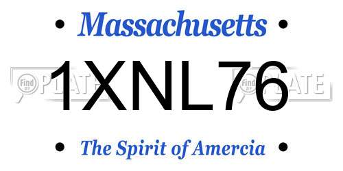 1XNL76 Massachusetts License Plate