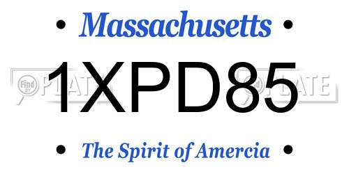 1XPD85 Massachusetts License Plate