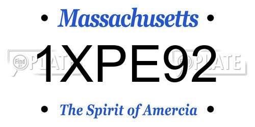 1XPE92 Massachusetts License Plate