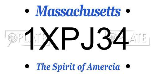 1XPJ34 Massachusetts License Plate