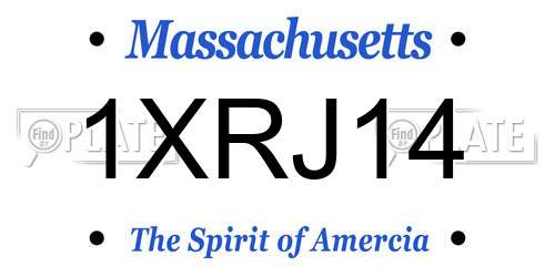 1XRJ14 Massachusetts License Plate