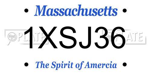 1XSJ36 Massachusetts License Plate