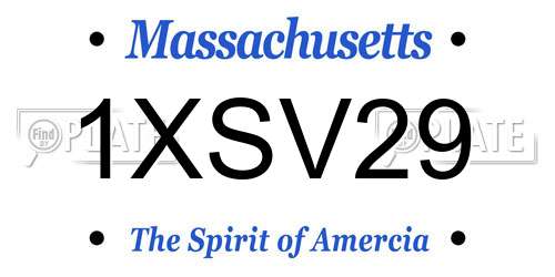 1XSV29 Massachusetts License Plate
