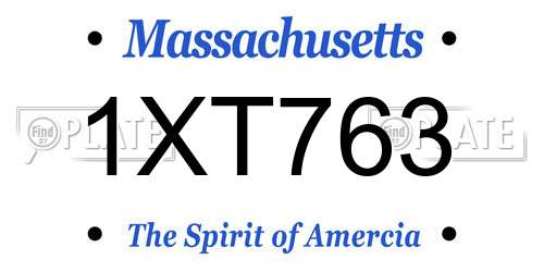 1XT763 Massachusetts License Plate