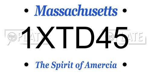 1XTD45 Massachusetts License Plate