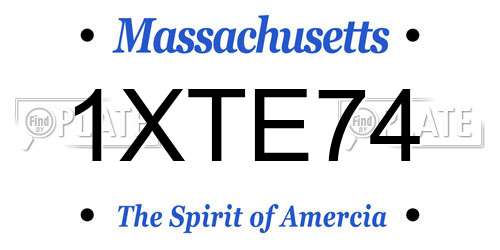 1XTE74 Massachusetts License Plate