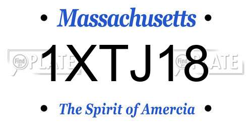 1XTJ18 Massachusetts License Plate