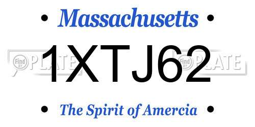 1XTJ62 Massachusetts License Plate