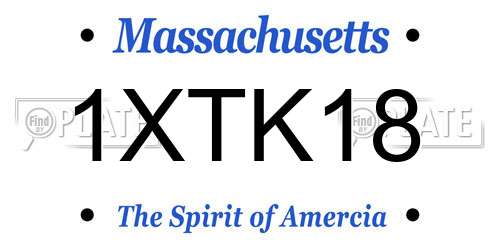 1XTK18 Massachusetts License Plate