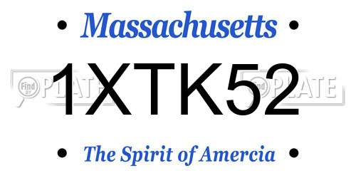 1XTK52 Massachusetts License Plate