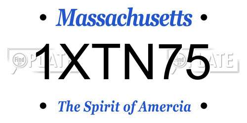1XTN75 Massachusetts License Plate