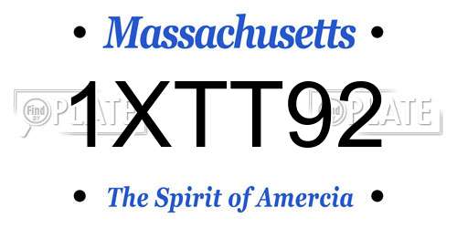 1XTT92 Massachusetts License Plate