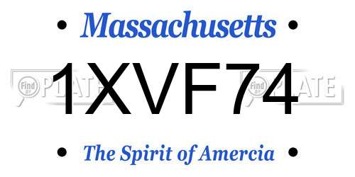 1XVF74 Massachusetts License Plate