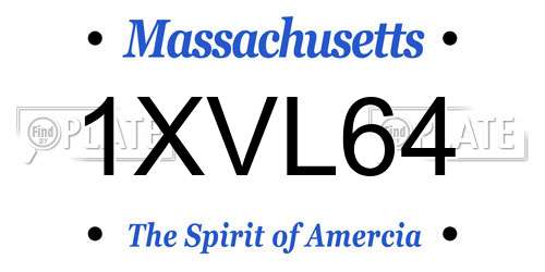1XVL64 Massachusetts License Plate