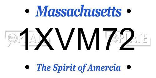 1XVM72 Massachusetts License Plate