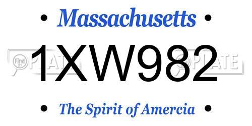 1XW982 Massachusetts License Plate
