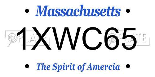 1XWC65 Massachusetts License Plate