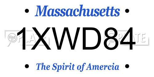 1XWD84 Massachusetts License Plate