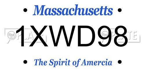 1XWD98 Massachusetts License Plate