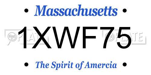 1XWF75 Massachusetts License Plate