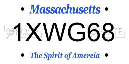 1XWG68 Massachusetts License Plate