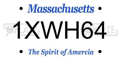 1XWH64 Massachusetts License Plate