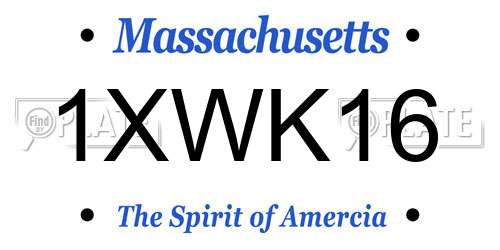 1XWK16 Massachusetts License Plate