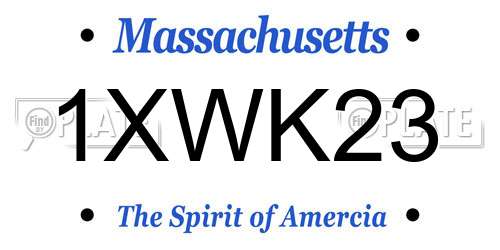 1XWK23 Massachusetts License Plate