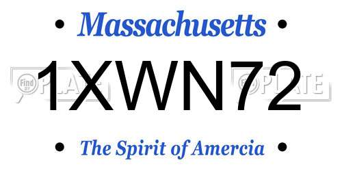 1XWN72 Massachusetts License Plate