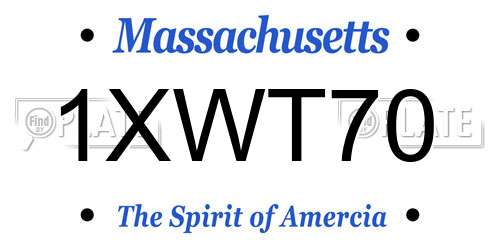 1XWT70 Massachusetts License Plate