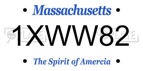 1XWW82 Massachusetts License Plate