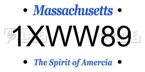 1XWW89 Massachusetts License Plate