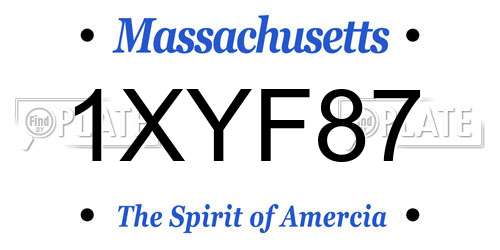 1XYF87 Massachusetts License Plate