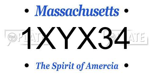 1XYX34 Massachusetts License Plate