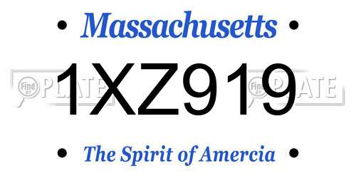 1XZ919 Massachusetts License Plate