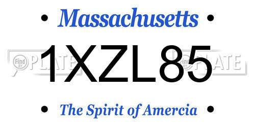 1XZL85 Massachusetts License Plate