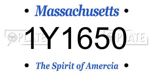 1Y1650 Massachusetts License Plate
