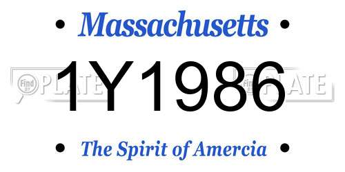 1Y1986 Massachusetts License Plate