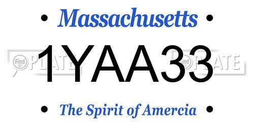 1YAA33 Massachusetts License Plate